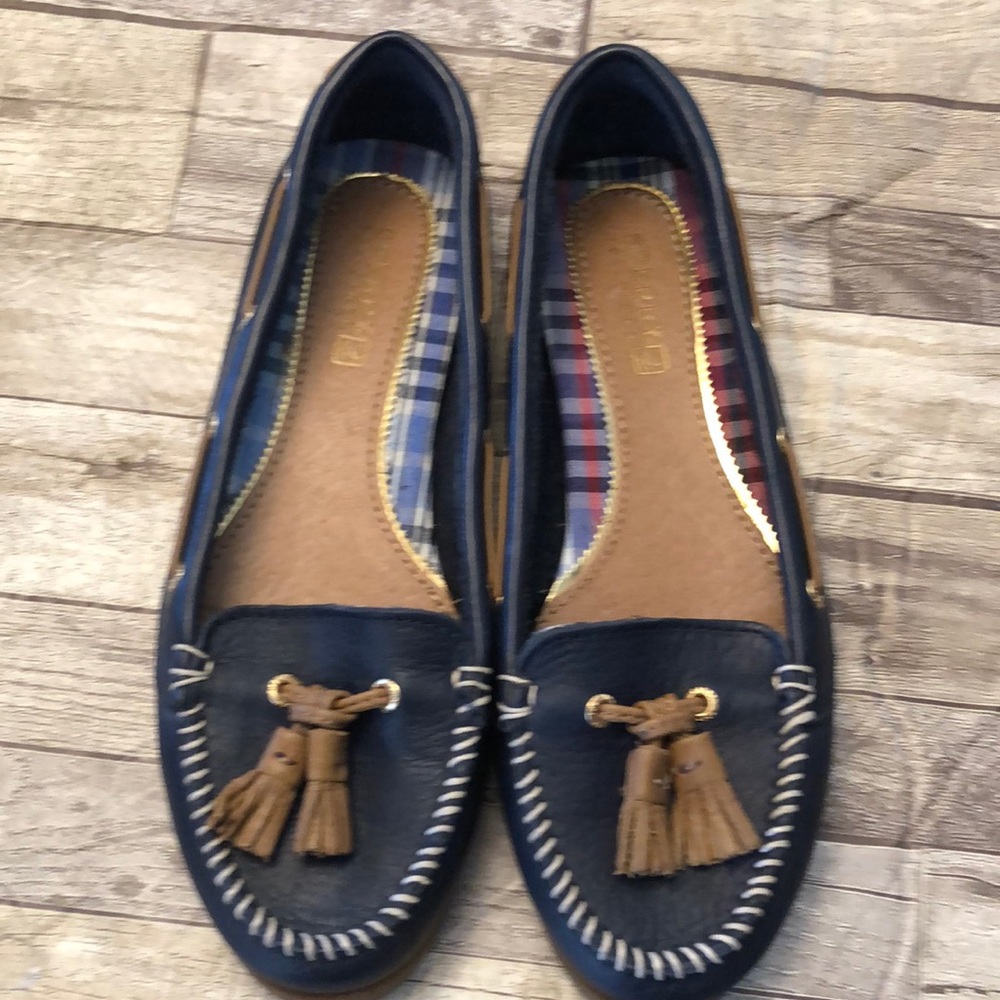 Sperry Blue tasseled leather loafers